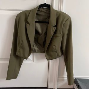 Missguided Green Cropped Blazer
